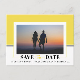 Cartão Postal Cinza moderna, casamento amarelo Salve a foto da d