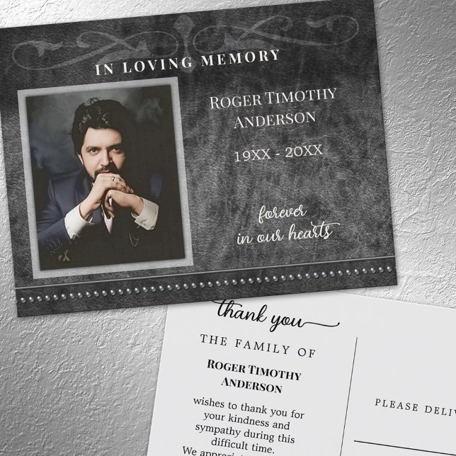 Cartão Postal Cinza Negra Foto De Amante Memória Obrigado (Criador carregado)