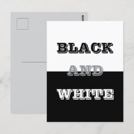 Cartão Postal Cinza Preta Texto Branco E Design de Cores Sólidas