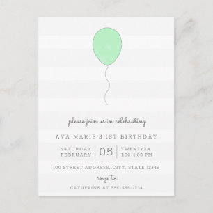 Cartão Postal Cinza simples e balão verde