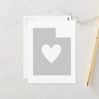 Cartão Postal Cinza Utah com Cinza cardíaca Utahan Love Adore