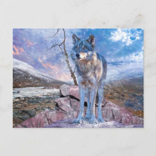 Cartão Postal Cinza Wolf RESPONDE À CHAMADA (Frente)