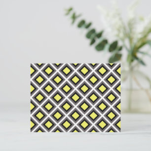 Cartão Postal Cinzas escuras, diamantes de íkat preto amarelo p