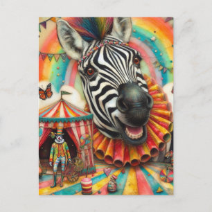 Cartão Postal Circo de Palhaço Zebra