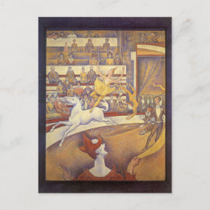 Cartão Postal Circo por Georges Seurat, Arte Pontilhista Vintage