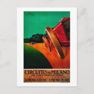 Cartão Postal Circuito Di Milano Vintage Poster Europe