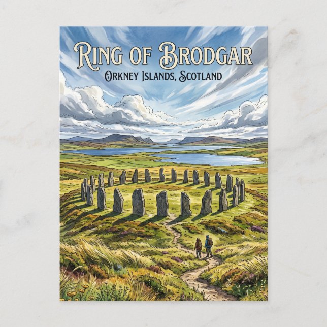 Cartão Postal Círculo de Brodgar Escócia (Frente)