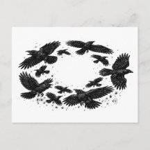 Círculo de Corvos – Ilustração Assombrada a Tinta