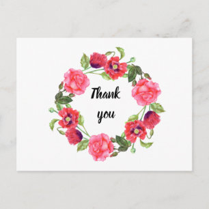 Cartão Postal Círculo de Ferida das Flores Vermelhas e Rosa das