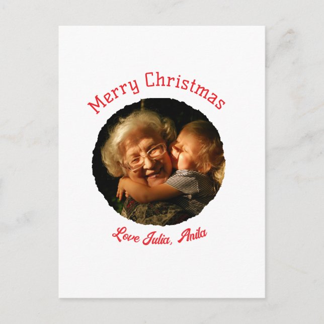 Cartão Postal Círculo fotográfico da neta Feliz de Natal (Frente)
