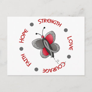 Cartão Postal Círculo Inspiracional Borboleta do Cancer do Céreb