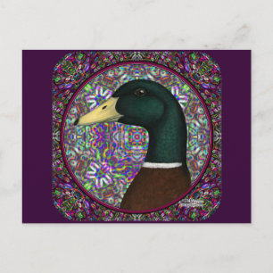Cartão Postal Círculo Mosaico de Mallard Drake