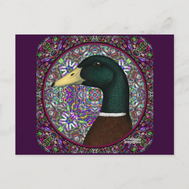 Cartão Postal Círculo Mosaico de Mallard Drake (Frente)