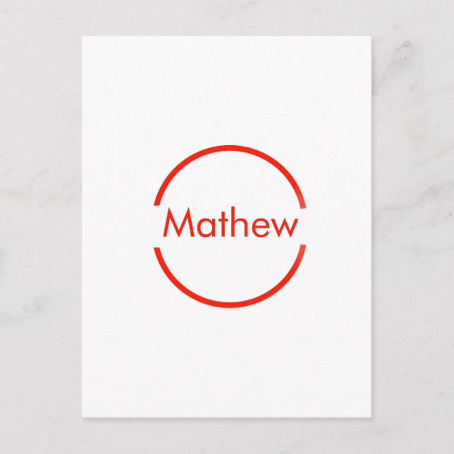 Cartão Postal círculo vermelho simples adicione o texto da letra (Frente)