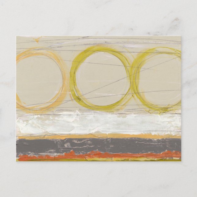 Cartão Postal Círculos Amarelos e Laranjas em Fundo Multicolorid (Frente)