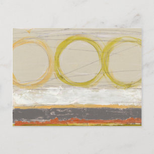 Cartão Postal Círculos Amarelos e Laranjas em Fundo Multicolorid