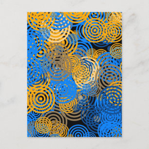 Cartão Postal Círculos Azuis de Arte Fractal Rodar Mandala Wall