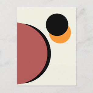 Cartão Postal Círculos de Arte Moderna abstrato Laranja Preto