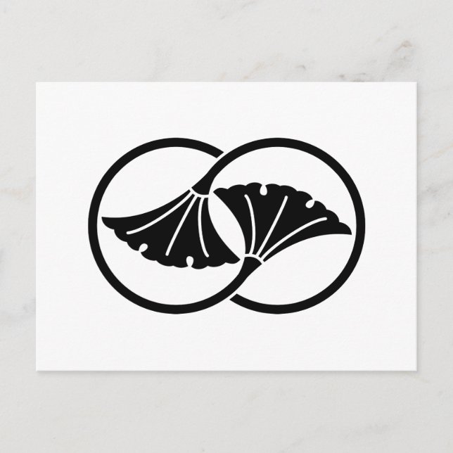Cartão Postal Círculos de folhas de ginkgo ligadas (Frente)