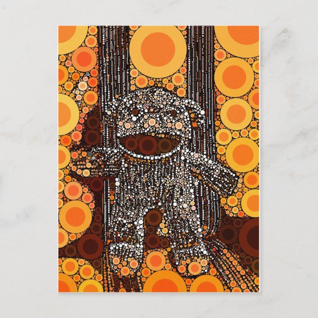 Cartão Postal Círculos de Macaco Funky Orange Sock Bolhas Pop Ar (Frente)