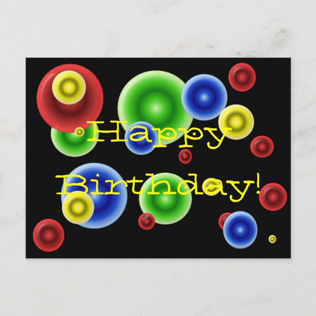 Cartão Postal Círculos Felizes de Aniversário (Frente)