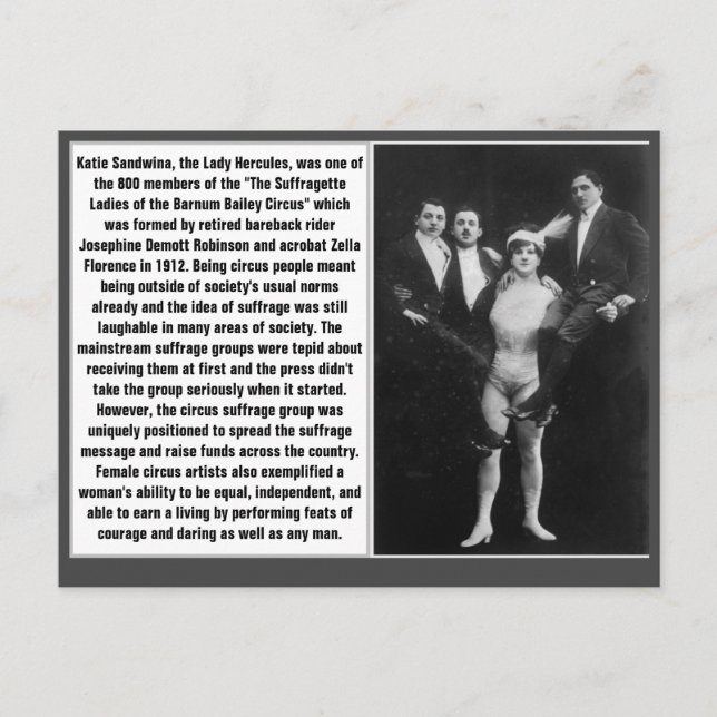 Cartão Postal Circus suffragette Katie Sandwina Barnum Bailey (Frente)