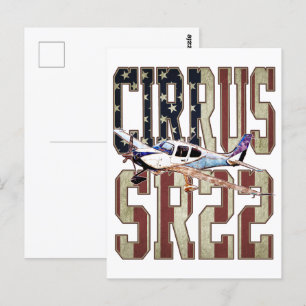 Cartão Postal Cirrus SR22 Aircraft Vintage Bandeira dos Estados