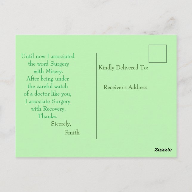 Cartão Postal Cirurgia (Verso)
