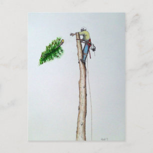 Cartão Postal Cirurgião Árvore Arborista no trabalho atualmente