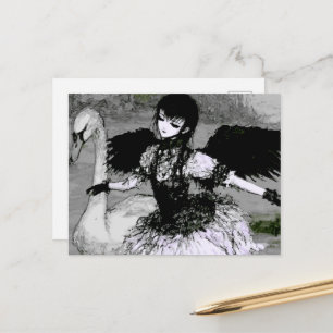 Cartão Postal Cisne e Bailarina Preto e Branco