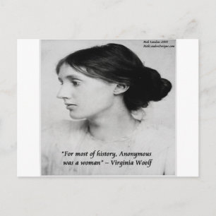 Cartão Postal Citação Anônima de Virginia Woolf Era Uma Mulher