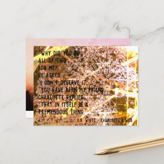 Cartão Postal Citação de Amizade Personalizável - A Teia de Char