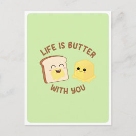 Cartão Postal Citação de Amor e Amizade de Pão de Manteiga Kawai