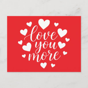 Cartão Postal Citação de Amor Moderno Você Mais Corações Branc