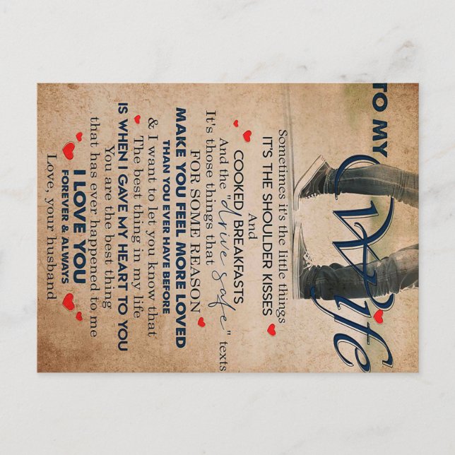 Cartão Postal Citação de Amor Para Mulher, Aniversário da Mulher (Frente)