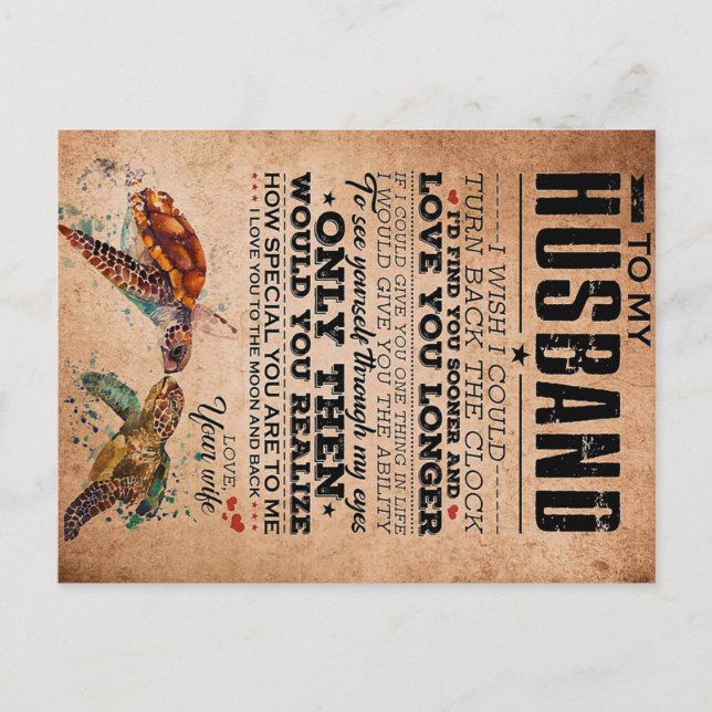 Cartão Postal Citação de Amor para Presente do Marido, Aniversár (Frente)