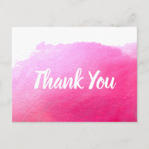 Cartão Postal Citação de arte em aquarela rosa Obrigado