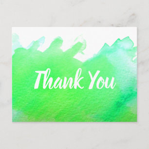 Cartão Postal Citação de arte em aquarela verde lima Obrigado