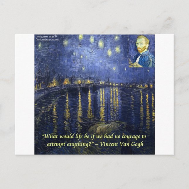 Cartão Postal Citação de Coragem de Van Gogh (Frente)