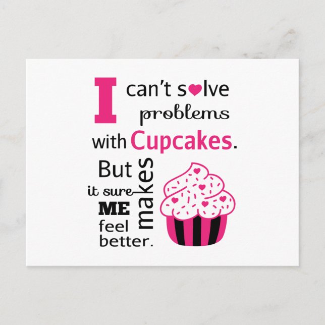 Cartão Postal Citação de Cupcake Fofa, Felicidade (Frente)