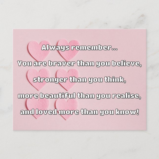 Cartão Postal Citação de Encorajamento Positivo da Bravery Empat (Frente)