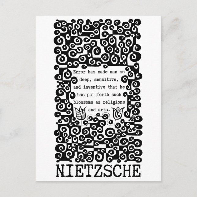 Cartão Postal Citação de ERRO preto e branco de Nietzsche (Frente)