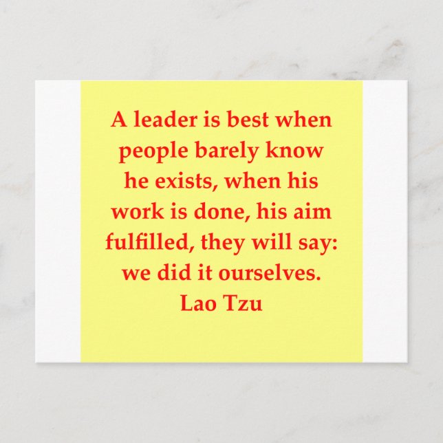 Cartão Postal Citação de excelente Lao Tzu (Frente)