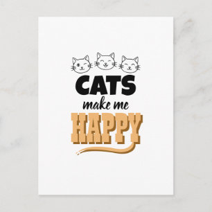 Cartão Postal Citação de Gato Fofo Tipografia Minimalista Amante