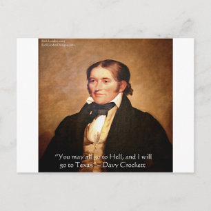 Cartão Postal Citação de Humor "Davy Crockett Indo para o Texas"