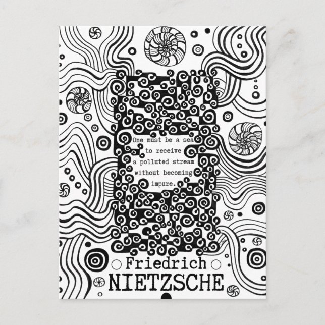 Cartão Postal Citação de ilustração de tinta pURE do Nietzsche (Frente)