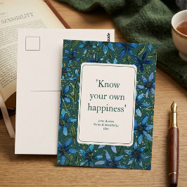 Cartão Postal Citação de Jane Austen para Amantes de Livros Flor