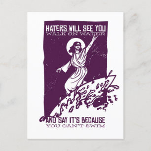 Cartão Postal Citação de Jesus Surf Engraçado