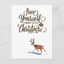 Cartão Postal Citação de Natal com design retrô de rena