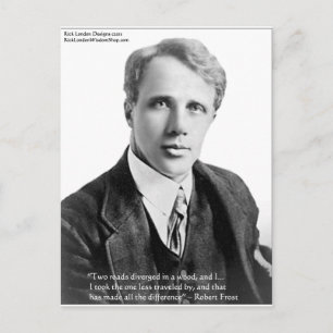 Cartão Postal Citação de Robert Frost "Caminho Percorrido" em Ca